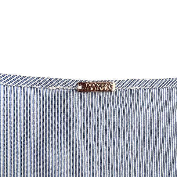 Ivanka Trump Womens Medium Blue White 3/4 Sleeve Pleated Sleeve Blouse Shirt Top - Picture 8 of 9